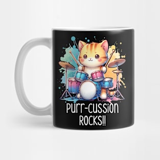 Drumming Kitty Beat: Purr-cussion Rocks Mug